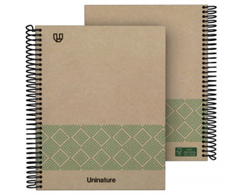 CUADERNO RECICLADO A5 KRAFT SOFT TAPA DURA 80 HOJAS 90GR CUADRICULA 4X4 MM VERDE UNINATURE 88538720 (Espera 4 dias)