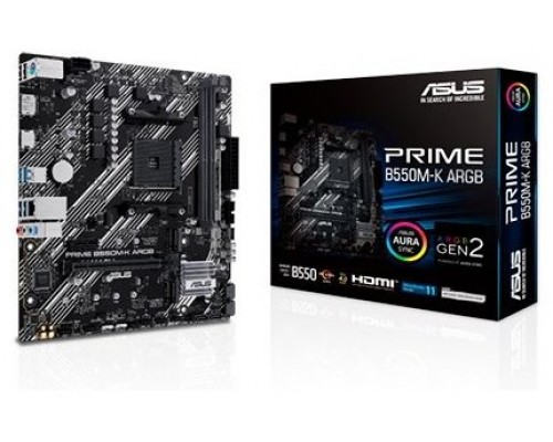 PLACA ASUS PRIME B550M-K ARGB,AMD,AM4,B550,2DDR4,64GB,DP+HDMI,GBLAN,4SATA3+2XM.2,6USB3.2,MATX (Espera 4 dias)