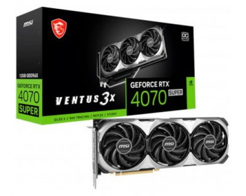 VGA MSI RTX 4070 SUPER 12G VENTUS 3X OC,NV,RTX4070SUPER,12GB,GDDR6X,192BIT,3DP+1HDMI,TORX FAN 4.0,3 VENTILADORES (Espera 4 dias)