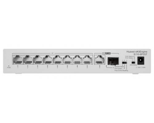 SWITCH HUAWEI S110-8P2ST ( 8 10/100/1000 BASE-T PORTS + 1GE SFP POE+ 124W) (Espera 4 dias)