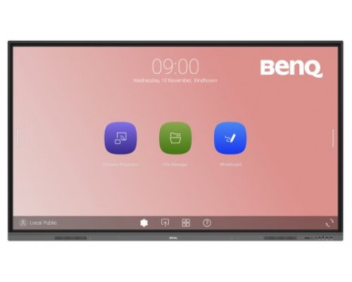 BenQ RE8603 Panel plano interactivo 2,18 m (86") LED 400 cd / m² 4K Ultra HD Negro Pantalla táctil Procesador incorporado Android 11 18/7 (Espera 4 dias)