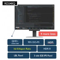 MONITOR PARA PROGRAMACION BENQ RD240Q  24.1" IPS WQXGA ,2560 X 1600, 95% P3, ANTIDESLUMBRAMIENTO, USB-C PD90W., 16:10 HDR10 (Espera 4 dias)