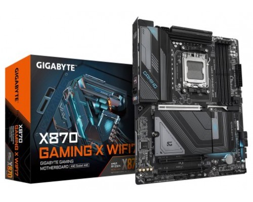 GIGABYTE Placa Base X870 GAMING X WIFI7 - Compatible con CPUs AMD Ryzen 9000, 16+2+2 fases VRM, hasta 8000MHz DDR5 (OC), 1xPCIe 5.0 + 3xM.2, Wi-Fi 7, LAN 2.5GbE, USB 3.2 Gen 2x2 (Espera 4 dias)