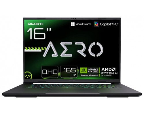 GIGABYTE PORTATIL AERO X16 2WHA3ESC65AH,AMD RYZEN AI 9 HX 370,32GB DDR5,SSD 1TB+1TB,16” 16.0 QHD+ 165HZ,RTX5070/8GB,W11 HOME (Espera 4 dias)