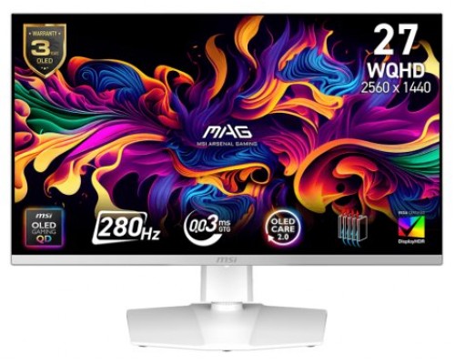 MSI MAG 272QPW QD-OLED X28 pantalla para PC 67,3 cm (26.5") 2560 x 1440 Pixeles Wide Quad HD Blanco (Espera 4 dias)