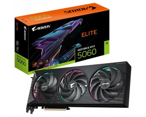 GIGABYTE AORUS GeForce RTX 5060 ELITE 8G Tarjeta Gráfica - 8GB GDDR7, 128bit, PCI-E 5.0, 2722 MHz Frecuencia del núcleo, 3 x DisplayPort, 1 x HDMI, GV-N5060AORUS E-8GD (Espera 4 dias)
