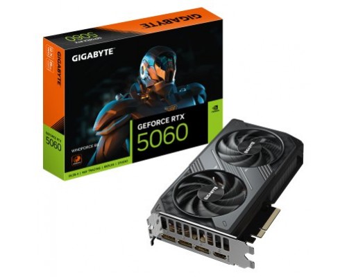 GIGABYTE GeForce RTX 5060 WINDFORCE 8G Tarjeta Gráfica - 8GB GDDR7, 128bit, PCI-E 5.0, 2497 MHz Frecuencia del núcleo, 3 x DisplayPort, 1 x HDMI, GV-N5060WF2-8GD (Espera 4 dias)