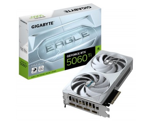 GIGABYTE GeForce RTX 5060 Ti EAGLE OC ICE 8G Tarjeta Gráfica – 8 GB GDDR7, 128 bits, PCI-E 5.0, 2617 MHz Frecuencia del núcleo, 3 x DisplayPort, 1 x HDMI, GV-N506TEAGLEOC ICE-8GD (Espera 4 dias)