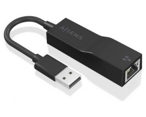 AISENS - CONVERSOR USB 3.0 A ETHERNET GIGABIT 10/100/1000 MBPS, NEGRO, 15CM