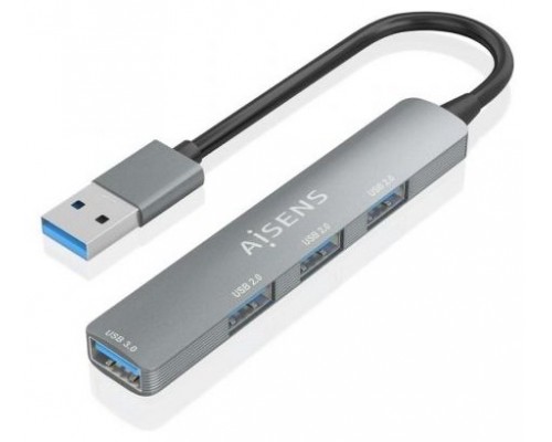 HUB USB 3.0 ALUMINIO 1XUSB3.0 A H+3XUSB2.0 A H GRIS