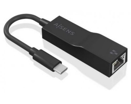AISENS - CONVERSOR USB3.1 GEN1 USB-C A ETHERNET GIGABIT 10/100/1000 MBPS, NEGRO, 11CM