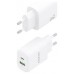 CARGADOR AISENS GAN 20W, 1XUSB-C PD3.0, 1XUSB-A QC3.0, BLANCO