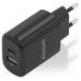 CARGADOR AISENS GAN 20W, 1XUSB-C PD3.0, 1XUSB-A QC3.0, NEGRO