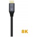 CABLE HDMI V2.1 8K 60HZ 48GBPS AM-AM GRIS NEGRO 3.0M