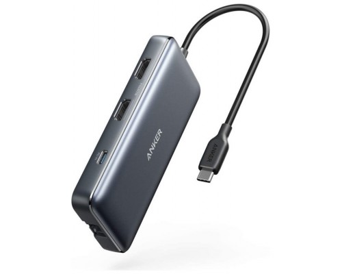 HUB USB ANKER TIPO C A 2xUSB 3.0 2xHDMI 1xSD+microSD 1xETHERNET 1xTIPO C NEGRO