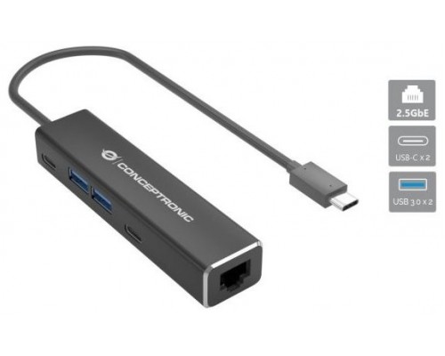 ADAPTADOR USB-C A RED 2.5Gb RJ45 CONCEPTRONIC CON HUB