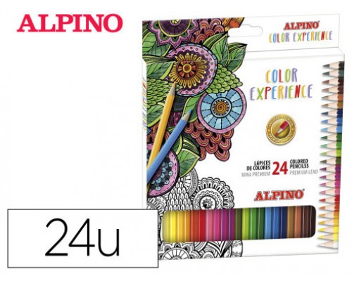 Alpino AL000247 lápiz de color Negro, Azul, Bronce, Marrón, Verde, Gris, Azul claro, Verde claro, Rosa claro, Naranja, Melocotón, Rosa, Púrpura, Rojo, Violeta, Blanco, Amarillo 24 pieza(s) (Espera 4 dias)