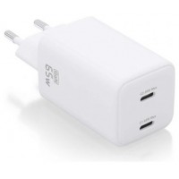 AISENS - CARGADOR GaN 65W, 2xUSB-C PD3.0 QC4.0, BLANCO