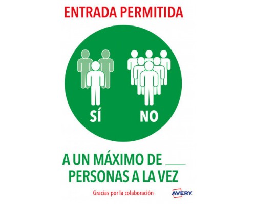 SEÑALES ADHESIVOS PREIMPRESO  "ENTRADA PERMITIDA" SOBRE DE 2 HOJAS EN A4 AVERY AV_KITCOVID6_ES (Espera 4 dias)