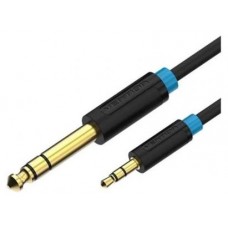 CABLE AUDIO ESTEREO JACK 6.5/M JACK 3.5/M 1.5 M NEGRO VENTION (Espera 4 dias)