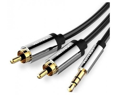 CABLE AUDIO ESTEREO JACK 3.5/M 2xRCA/M 1 M NEGRO/PLATA VENTION (Espera 4 dias)