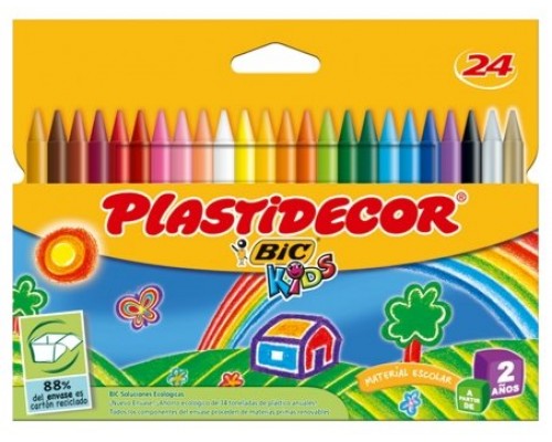 ESTUCHE 24 CERAS DE COLOR QUE NO ENSUCIAN PLASTIDECOR 9203011 (Espera 4 dias)