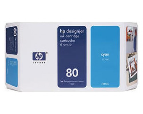 HP Designjet 1050C/1055C/C Plus. Cartucho Cian Nº80, 350ml.