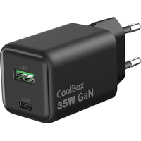 COOLBOX Cargador Gan 35W USB-A/USB-C Pared Negro