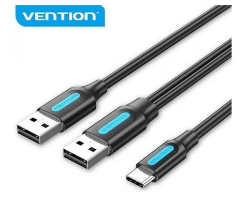 CABLE 2xUSB 2.0/M USB-C/M 1 M NEGRO VENTION (Espera 4 dias)