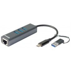 HUB D-LINK USB-C a 3xUSB 3.0, RJ45 Gigabit (Espera 4 dias)