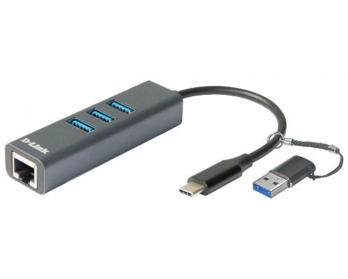 HUB D-LINK USB-C a 3xUSB 3.0, RJ45 Gigabit (Espera 4 dias)