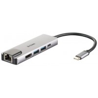 HUB D-LINK USB-C 5 EN 1 CON HDMI / ETHERNET / USB-C ALIMENTADO (Espera 4 dias)