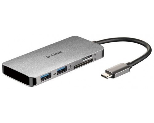 HUB D-LINK USB-C 6EN1 CON HDMI / 2xUSB3.0 / USB-C ALIMENTADO/ LECTOR DE TARJETAS (Espera 4 dias)