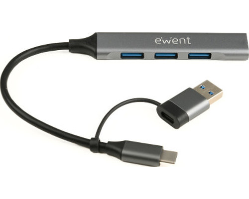 EWENT HUB USB-A-C 5Gbps 3puertos 3.1 USB A alum EWENT HUB USB-A-C 5Gbps 3puertos 3.1 USB A alum