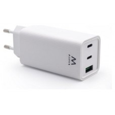 CARGADOR EWENT USB-C AC PD 2 PUERTOS USB-C Y 1 USB-A QC3.0 (65 W) BLANCO