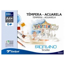 PACK 10 SOBRES DE 6 HOJAS PAPEL TEMPERAACUARELA 350 GR A4+  24 X 32 CM BLANCO FABRIANO F74233260 (Espera 4 dias)