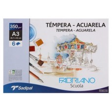 PACK 10 SOBRES DE 6 HOJAS PAPEL TEMPERAACUARELA 350 GR A3 29,7 X 42 CM BLANCO FABRIANO F74233261 (Espera 4 dias)