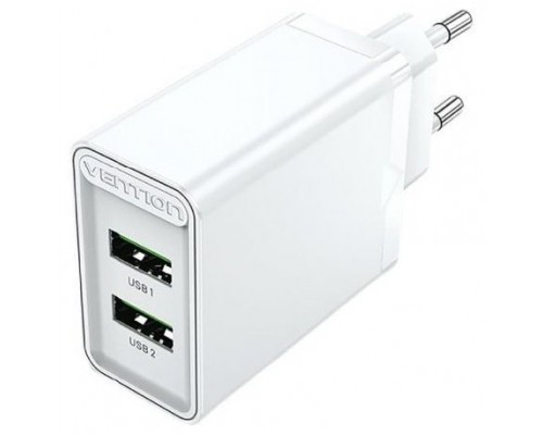 CARGADOR PARED 18W 2xUSB-A 3A BLANCO VENTION (Espera 4 dias)