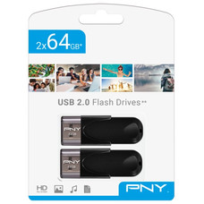 MEMORIA USB 2.0 PNY 2x64GB ATTACHE 4 TWIN PACK NEGRO MEMORIA USB 2.0 PNY 2x64GB ATTACHE 4 TWIN PACK NEGRO