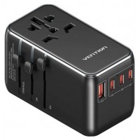 CARGADOR PARED UNIVERSAL TOMA DE CORRIENTE/3xUSB-C/USB-A 120W NEGRO VENTION (Espera 4 dias)