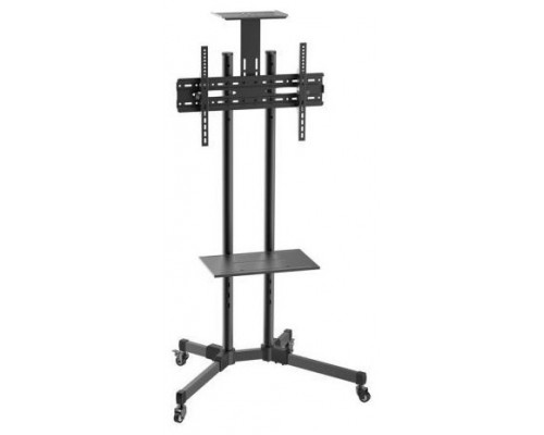 AISENS - SOPORTE DE SUELO ECO CON RUEDA, BANDEJA PARA DVD Y SOPORTE DE CaMARA PARA MONITOR/TV 50KG D