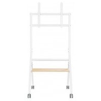 AISENS - SOPORTE DE SUELO ECO CON RUEDA, 1 BANDEJA PARA PANTALLA INTERACTIVA/TV 80KG DE 37-86, BLANCO+MADERA