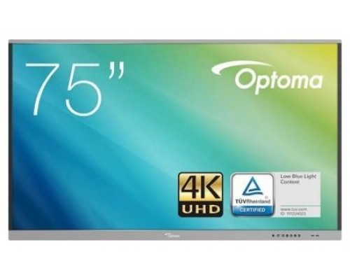 Optoma 5751RK pizarra y accesorios interactivos 190,5 cm (75") 3840 x 2160 Pixeles Pantalla táctil Negro, Gris (Espera 4 dias)