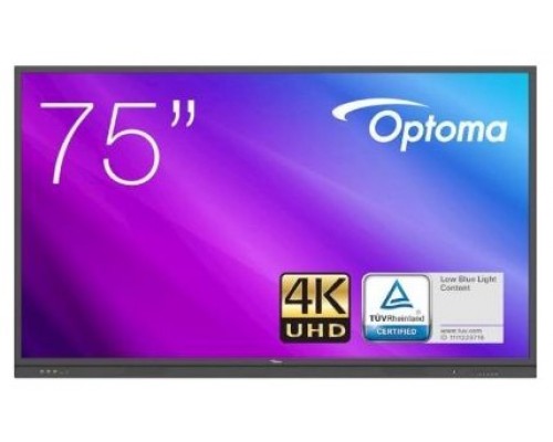 Optoma 3751RK pizarra y accesorios interactivos 190,5 cm (75") 3840 x 2160 Pixeles Pantalla táctil Negro (Espera 4 dias)