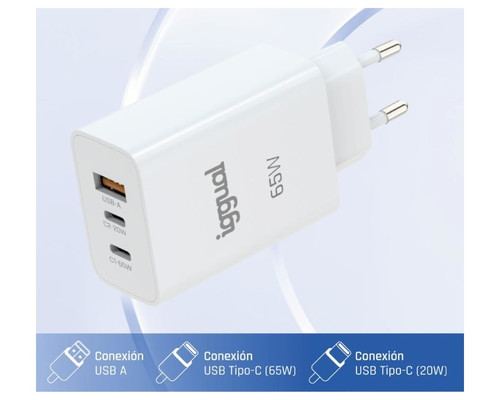 iggual Cargador triple USB-A + 2 x tipo C GaN 65W iggual Cargador triple USB-A + 2 x tipo C GaN 65W
