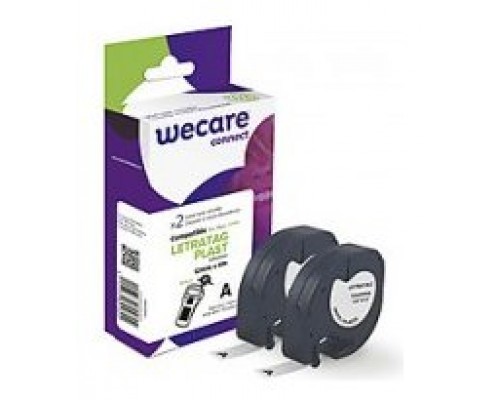 ARMOR    WECARE Etiqueta Blanca Texto negro para DYMO LETRATAG PLAST 12mmx4m. Dos cintas por caja