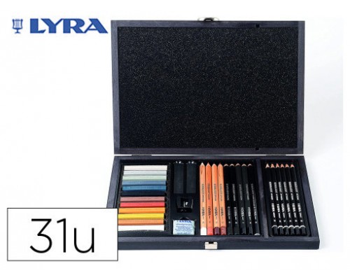 SET DIBUJO CAJA DE MADERA 31 UDS. LYRA L2054002 (Espera 4 dias)