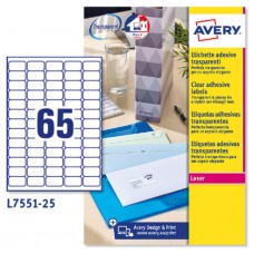 PAQUETE 25 HOJAS MINI ETIQUETAS TRANSPARENTES-IMPRESORAS LÁSER-38,1X21,2 MM AVERY L7551-25 (Espera 4 dias)