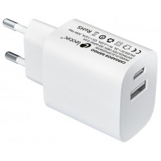 CARGADOR PARED/VIAJE USB-C/PD + USB-A 20W BLANCO LEOTEC (Espera 4 dias)