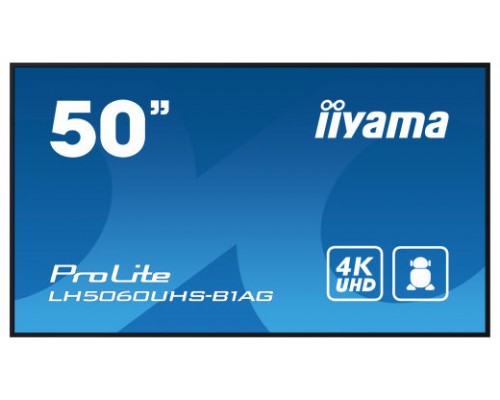 MONITOR IIYAMA 50" 3840X2160, UHD, 500CD/M2, LANDSCAPE PORTRAIT, MM 2X 10W, 3X HDMI, USB 2.0 X2, WIFI, LAN, MEDIA PLAY USB, CONTROL LAN / RS232C, IISIGNAGE2 (CMS/DMS), E-SHARE,ANDROID 11 OS, 24/7,VESA MOUNT 300X400(SOPORTE PARED INCLUIDO) (LH5060UHS-